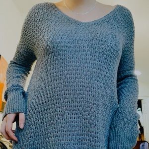 American Eagle Oversized Grey V-neck Sweater